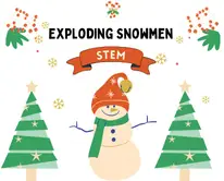 snowman, holly, decorated trees and snowflakes